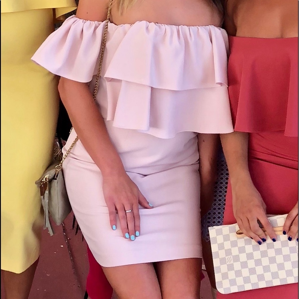 Baby Pink off-shoulder ruffle dress ✨